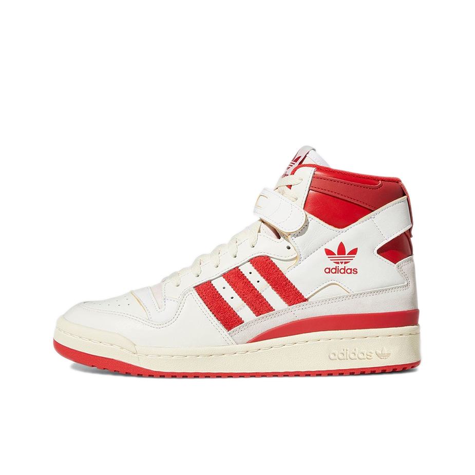 推荐商品：adidas Originals Forum 板鞋 轻便复古防滑时尚魔术贴篮球风薄底包裹性 高帮/白色/红色