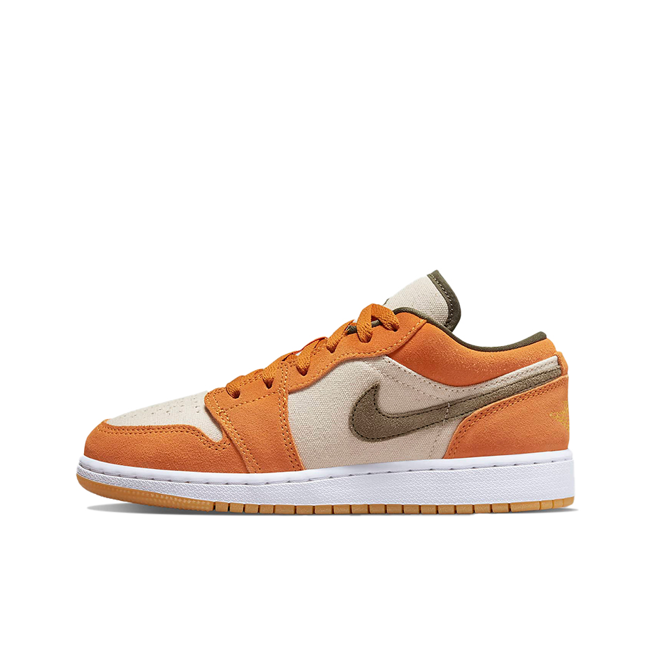 推荐商品：Air Jordan 1 板鞋 运动休闲鞋 复古潮流支撑合成革 SE/GS/低帮/米色/橙色 
