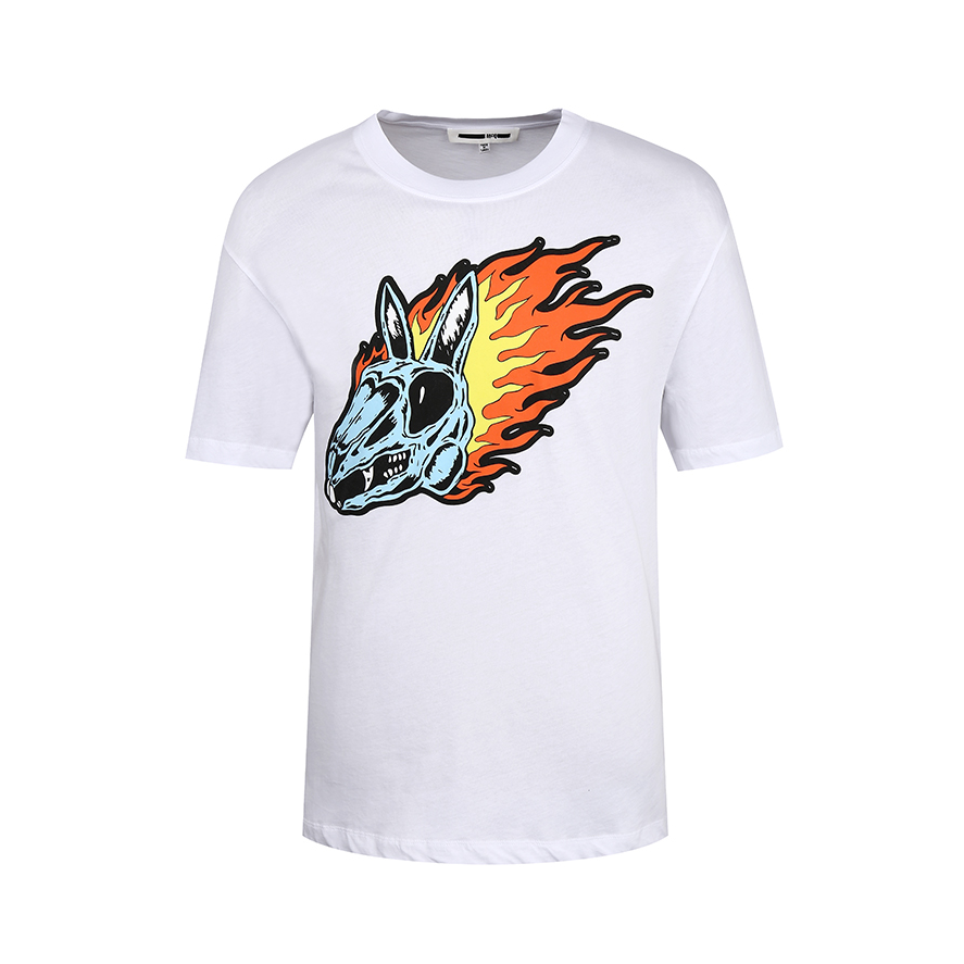 Alexander McQueen 黑色棉质时尚印花短袖T恤 男女同款 291571-RMT58