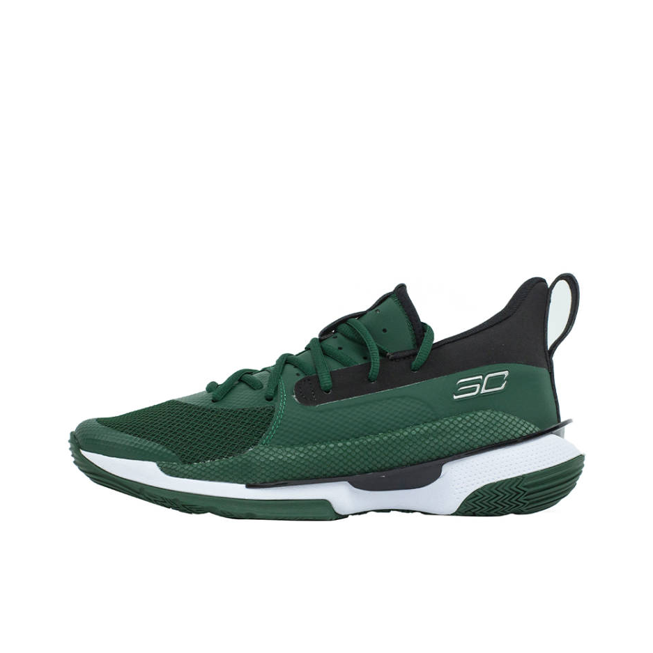 推荐商品：Under Armour/安德玛 Curry 7 实战缓冲 防滑耐磨 舒适透气 网布 圆头 合成革 篮球鞋 墨绿