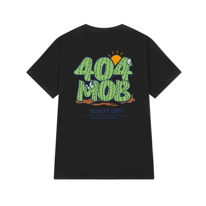 404MOB 美式复古ins荆棘logo印花情侣短袖T恤 男女同款 TTDX00527WS