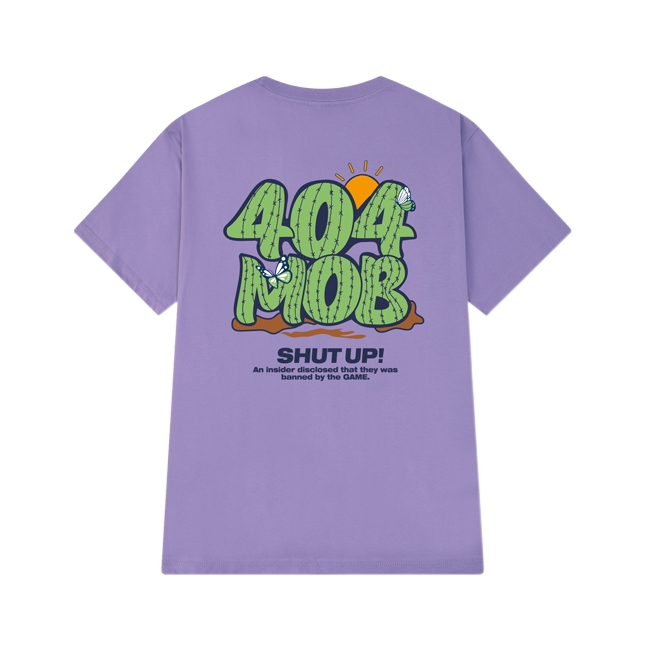 404MOB 美式复古ins荆棘logo印花情侣短袖T恤 男女同款 TTDX00527WS