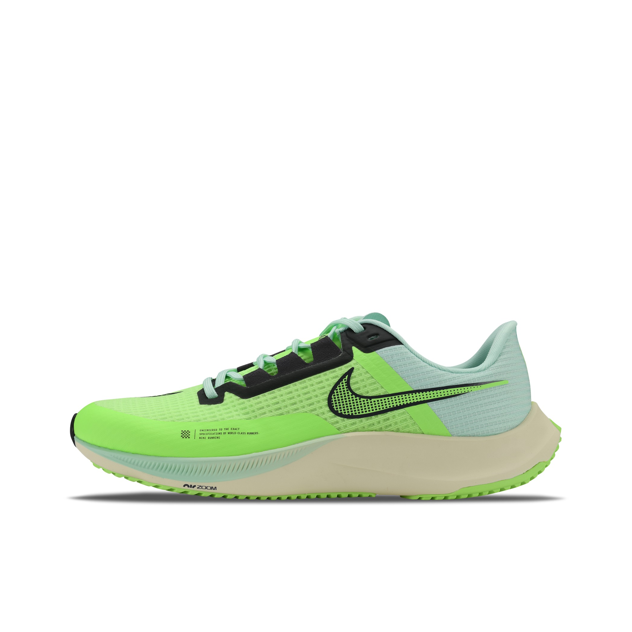 推荐商品：Nike Air Zoom Rival Fly 3 跑鞋 网面透气轻质缓震耐磨防滑织物回弹包裹性 阴影绿/黑紫/泡沫薄荷绿