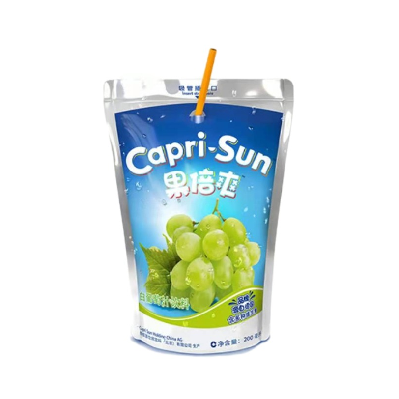 推荐商品：Capri-Sun/果倍爽 少儿果汁饮料 200ml 袋装 进口原装 健康白葡萄 白葡萄味