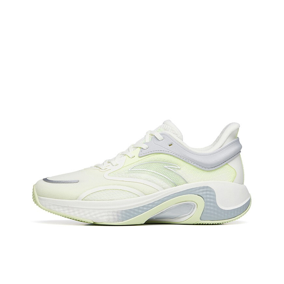 推荐商品：安踏 乳胶2 舒弹科技 减震回弹 网面透气 防滑耐磨 轻便 跑鞋 122235556 象牙白/荧光夜光绿/芯片灰