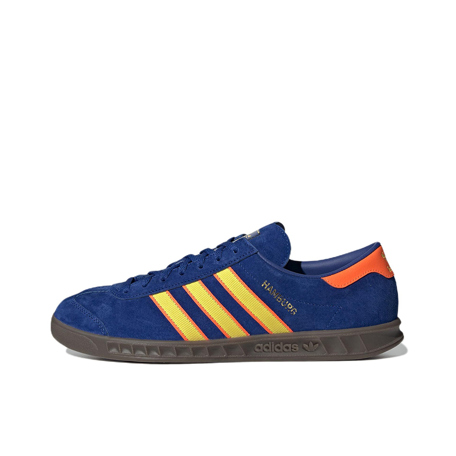 推荐商品：adidas Originals Hamburg 绒面革 复古 轻便 防滑耐磨 合成革 运功休闲鞋 蓝色/橙色 