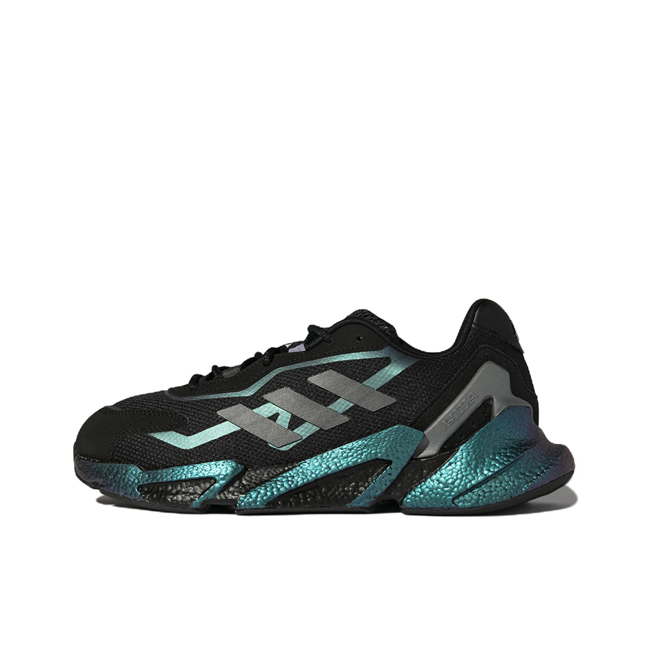 推荐商品：adidas X9000L4 跑鞋 缓震防滑耐磨透气网面合成革织物轻运动短跑圆头回弹 黑色/灰色/浅紫