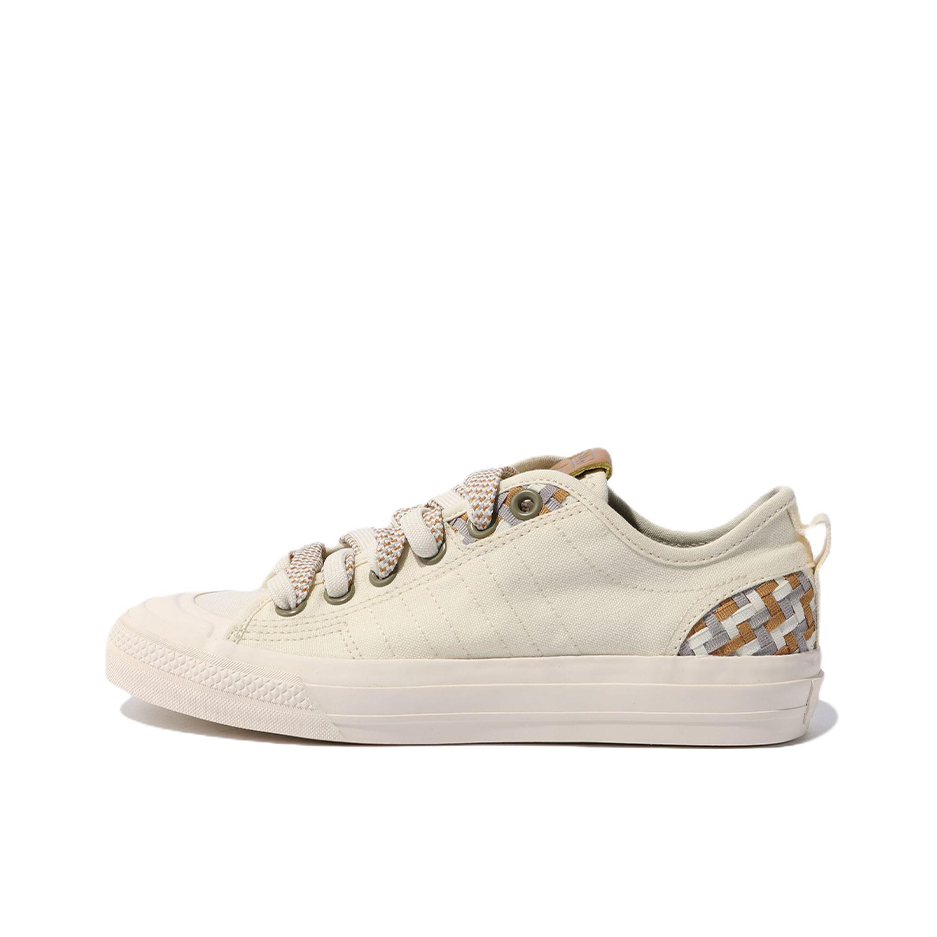 推荐商品：adidas Originals Nizza 经典复古 包裹性 轻便透气 防滑 增高 厚度 舒适 耐磨 帆布鞋  米色