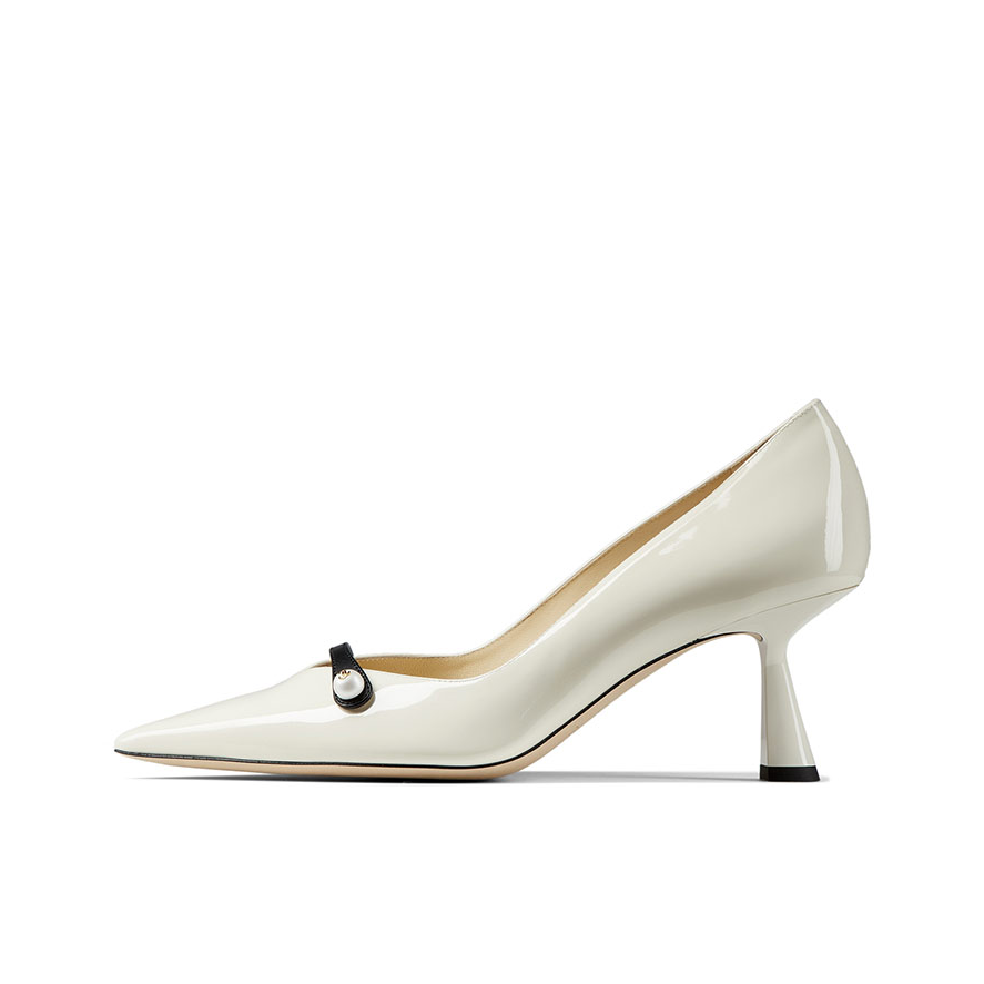 推荐商品：Jimmy Choo Rosalia 65 时尚 细跟 珍珠饰 高跟鞋 拿铁/黑色