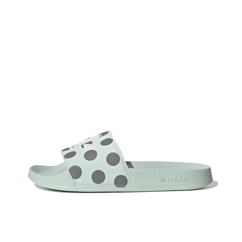 推荐商品：adidas Originals Adilette Lite 时尚舒适 休闲运动 外穿沙滩 一字 防滑耐磨 拖鞋 绿色波点
