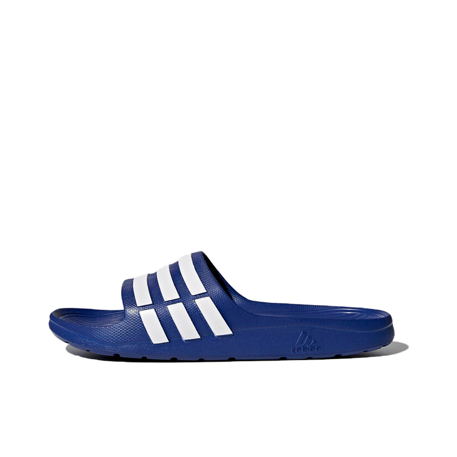 推荐商品：adidas Duramo Slide 防滑耐磨 舒适轻便 沙滩户外 一字运动 简约 拖鞋 Navy Blue White 暗靛蓝