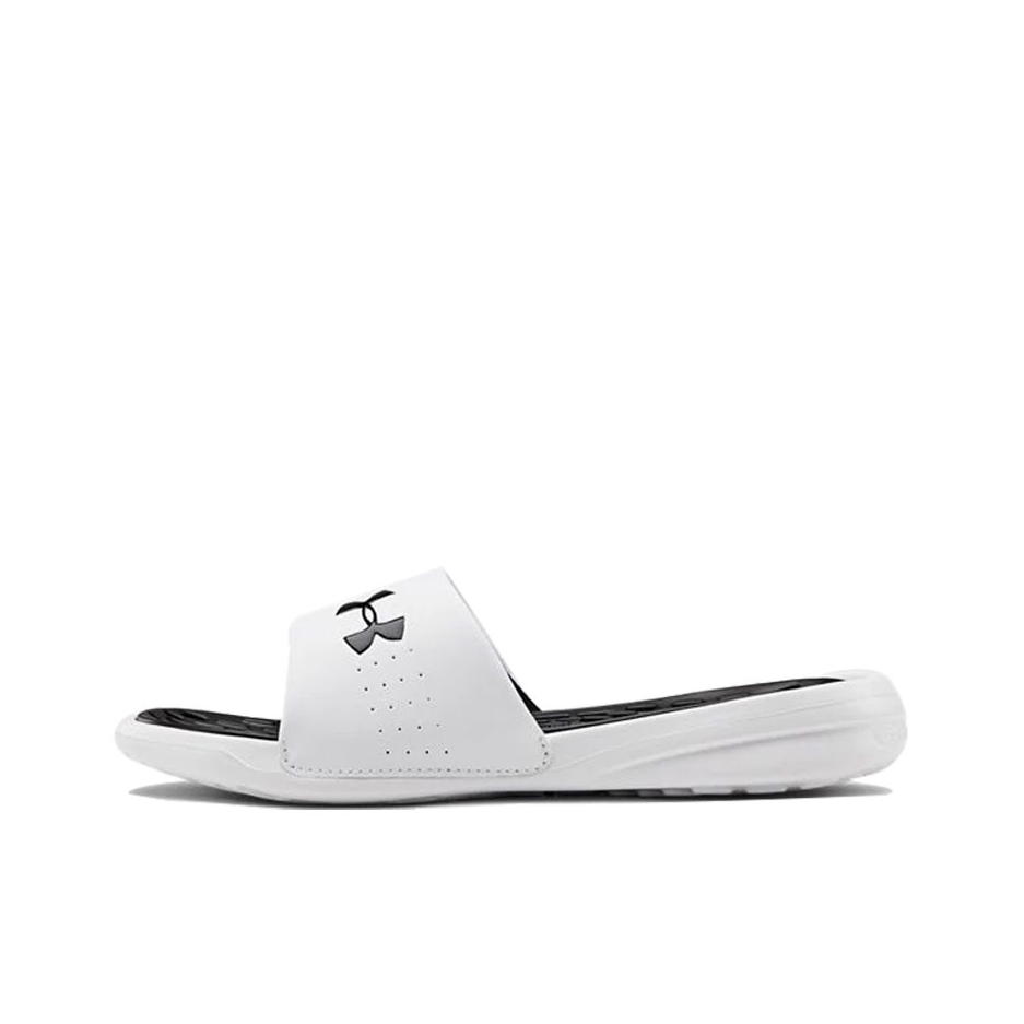 推荐商品：Under Armour/安德玛 Playmaker Fixed Strap 缓震 防磨 橡胶底 一字 拖鞋 白