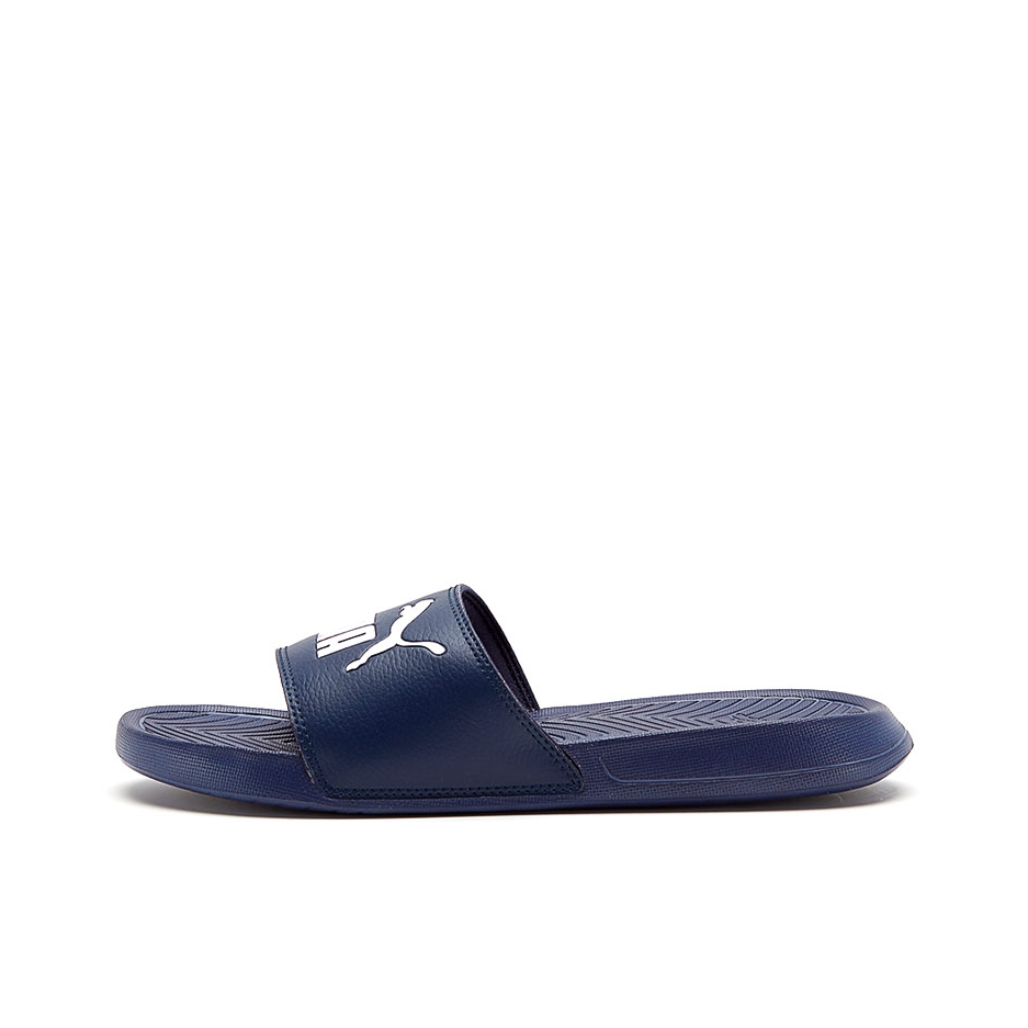 推荐商品：Puma/彪马 Popcat Slide 拖鞋 舒适轻便防滑耐磨复古时尚休闲运动沙滩一字型 Navy/White 蓝色白标