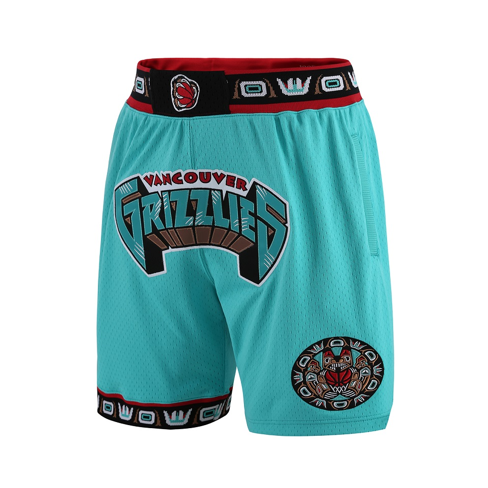 【内马尔同款】Mitchell Ness X JUST DON联名 NBA球队洛杉矶快船队芝加哥公牛灰熊系列复古球迷版徽标logo印花刺绣96赛季系带美式中腰直筒网眼运动短裤 男女同款