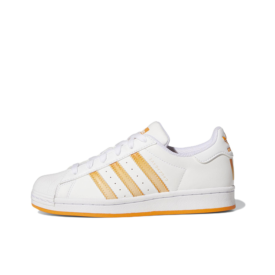 推荐商品：【宋雨琦同款】 adidas Originals Superstar 板鞋 轻便贝壳头薄底舒适百搭耐磨复古 大童/白色/橙色