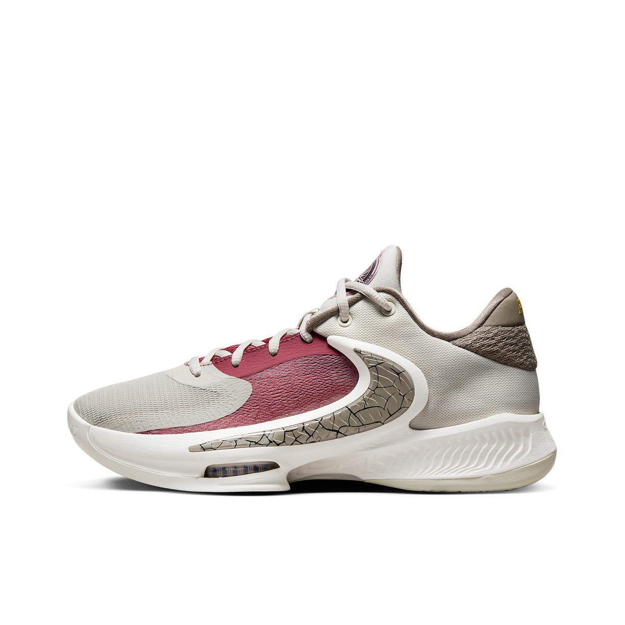 推荐商品：Nike Zoom Freak 4 字母哥4代 透气 缓震防滑 包裹性支撑 织物 实战 篮球鞋 轻骨色/月亮化石/甜菜红