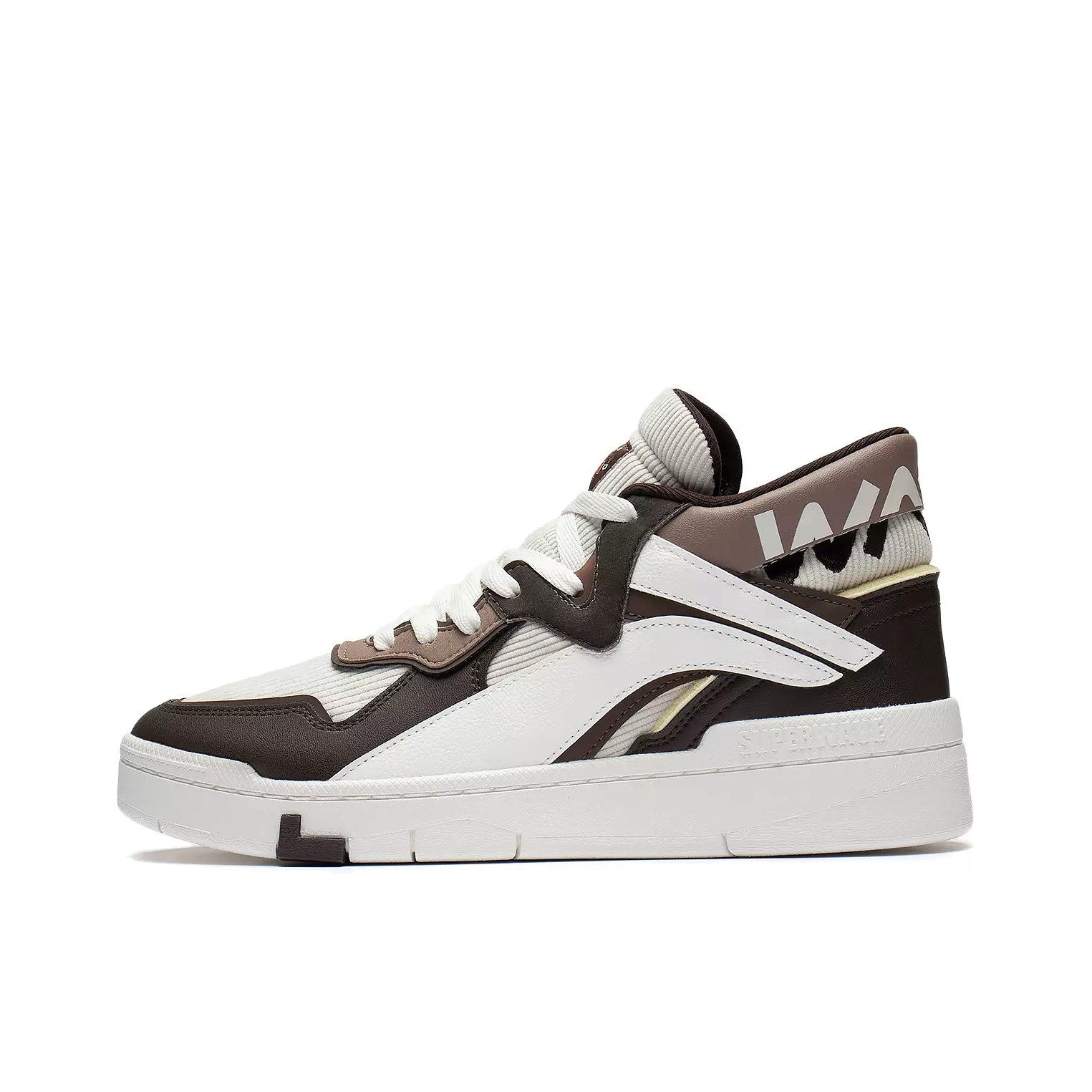 推荐商品：李宁 惟吾Superwave Mid 软弹 经典 休闲 时尚 防滑耐磨 舒适透气 板鞋 PRM/珍珠白/炭咖褐/陶泥褐