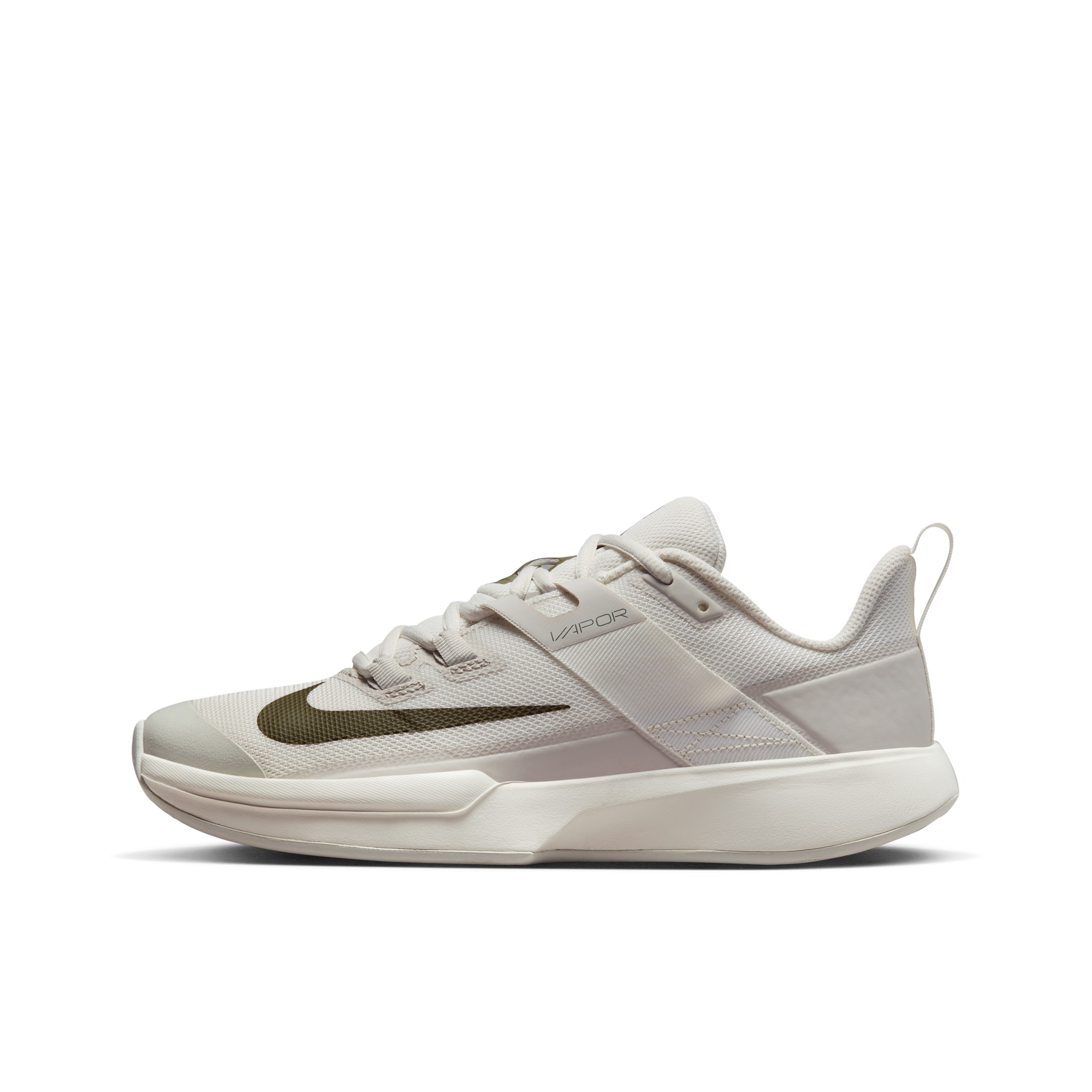 推荐商品：Nike Court Vapor Lite 防滑耐磨 减震透气 舒适 运动 网球鞋 帆白色/中橄榄绿色/浅骨色