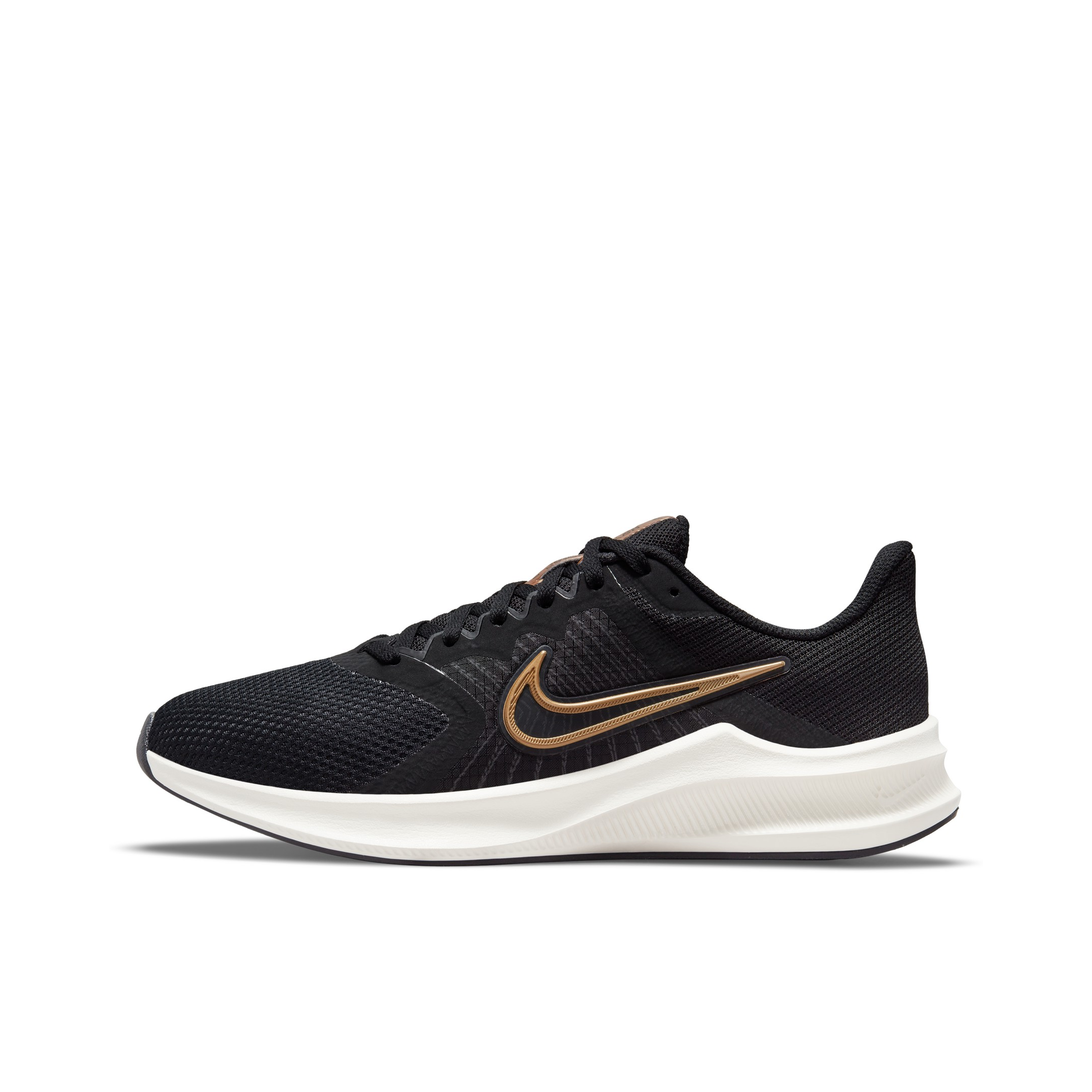 推荐商品：Nike Downshifter 11 跑鞋 网面透气休闲防滑缓震耐磨健身训练运动包裹性 黑色/金属铜币色