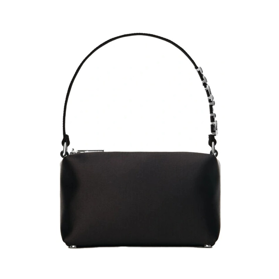 推荐商品：Alexander Wang heiress系列 中号 带钻水晶品牌Logo肩带缎面手拿包手提单肩包腋下包