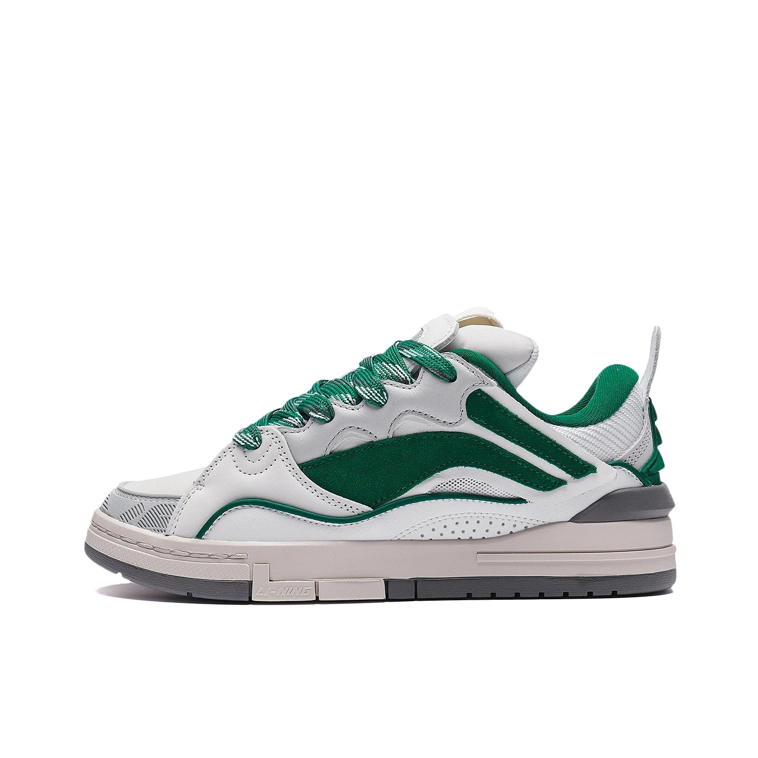 推荐商品：李宁 惟吾 Golden 防滑耐磨 舒适透气 轻便回弹 休闲百搭 板鞋 女款/香槟白/万年绿