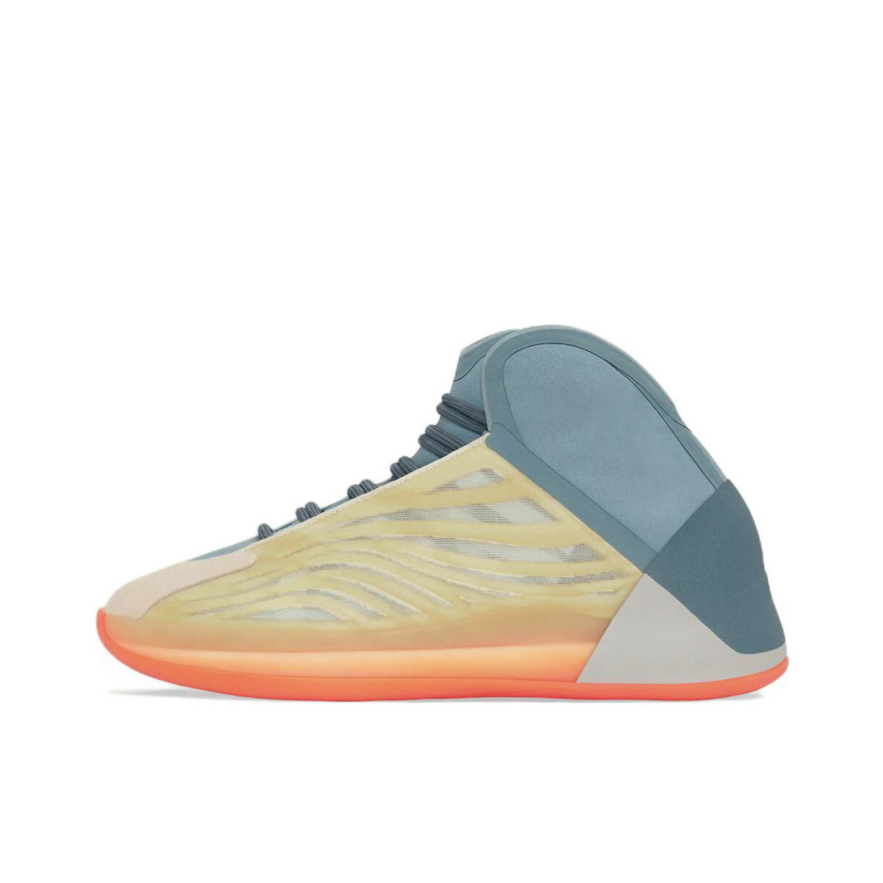 推荐商品：adidas Yeezy Quantum 织物 缓震防滑 支撑 包裹性 篮球鞋 Hi-Res Coral 蓝绿/黄色/肉粉