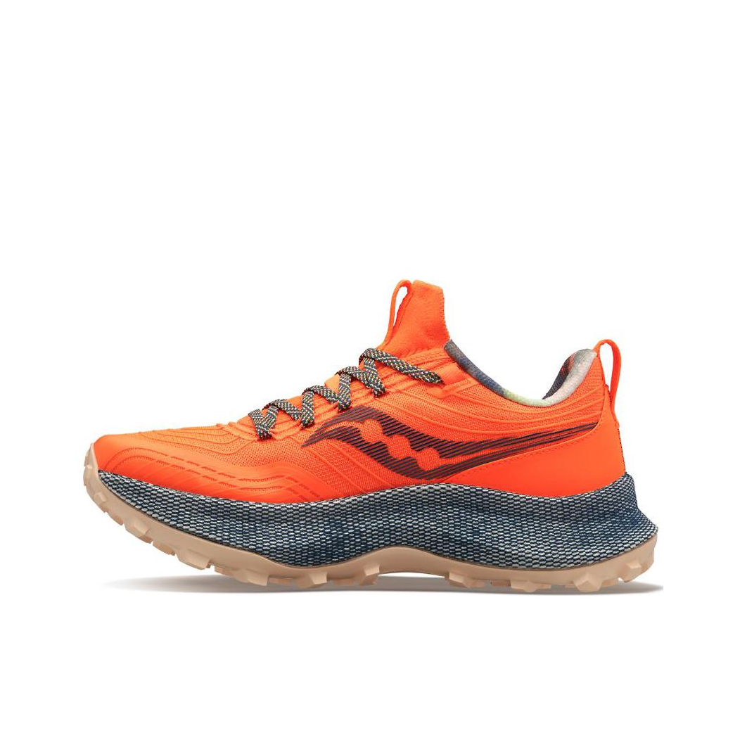 推荐商品：Saucony/索康尼 Endorphin Trail 啡越 越野跑山 减震透气 防滑耐磨 合成革 跑鞋 橙色