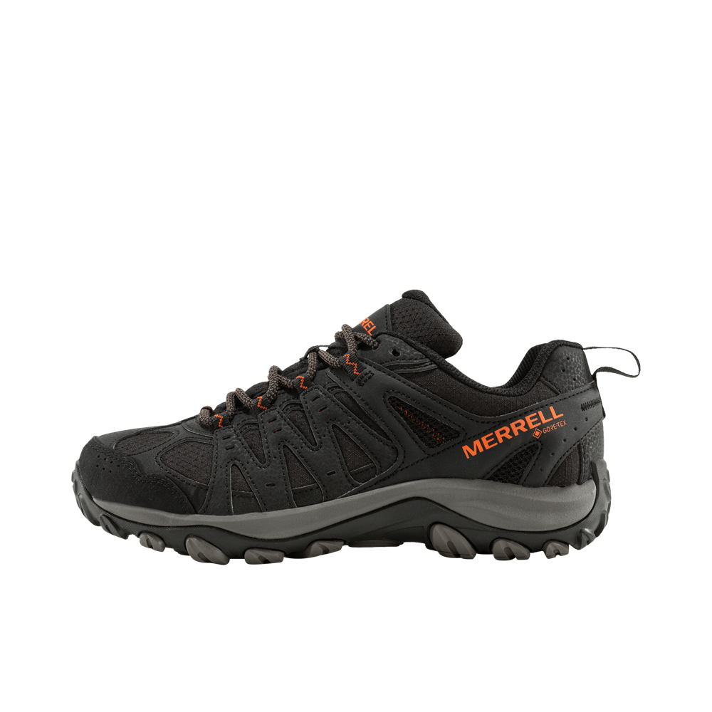 推荐商品：Merrell/迈乐 ACCENTOR 3 GTX 透气防水 防滑耐磨 轻量缓震防风 抓地 爬山 徒步鞋 黑色/桔色