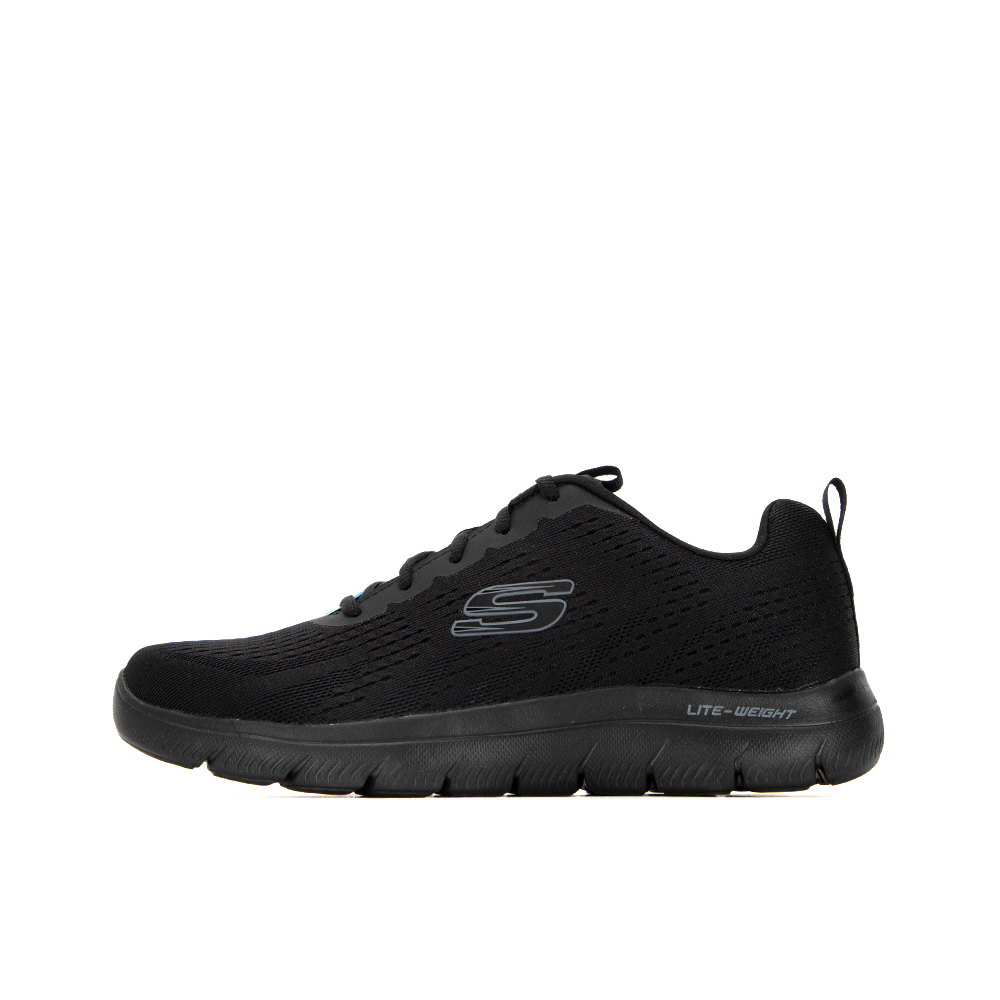 推荐商品：Skechers/斯凯奇 Summits 防滑耐磨 舒适轻便 减震软底 网面透气 百搭 一脚蹬 运动休闲鞋 黑灰色