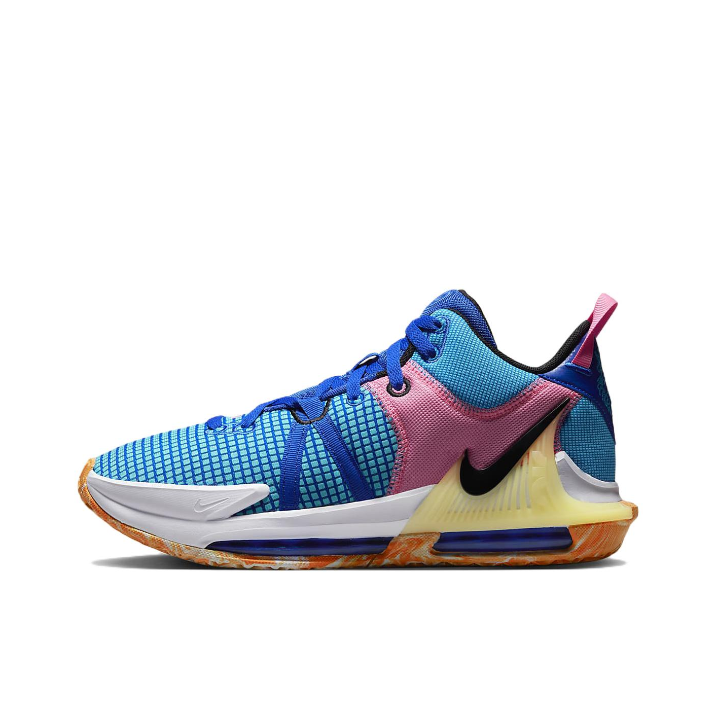 推荐商品：Nike LeBron Witness 7 詹姆斯 防滑耐磨 减震 舒适透气 潮流百搭 简约 实战 篮球鞋 国外版/蓝色/粉色/黄色