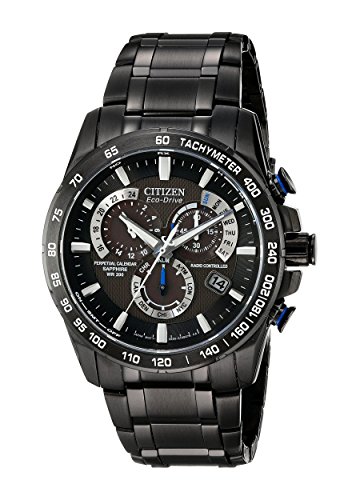 Citizen Eco-Drive Men's AT4007-54E Perpetual Chrono A-T Black Ion Plated Stainless Steel Watch