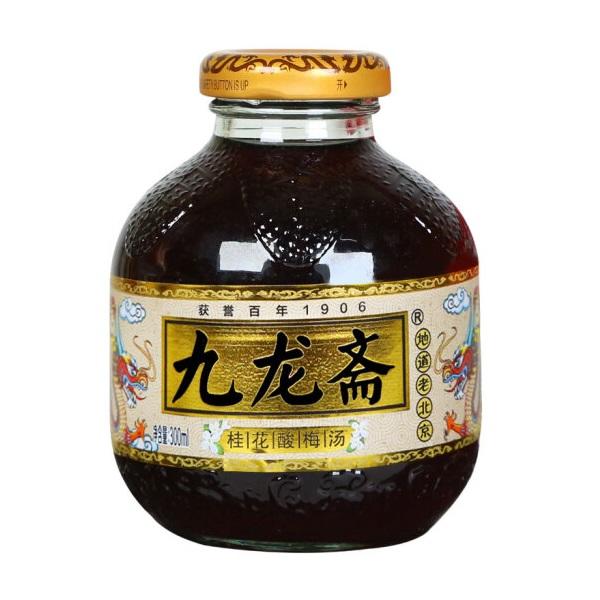 酸甜爽口九龙斋桂花酸梅汤300ml12玻璃瓶整箱装