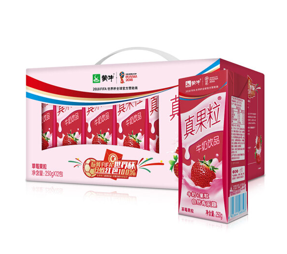 蒙牛真果粒草莓味牛奶饮品250ml12