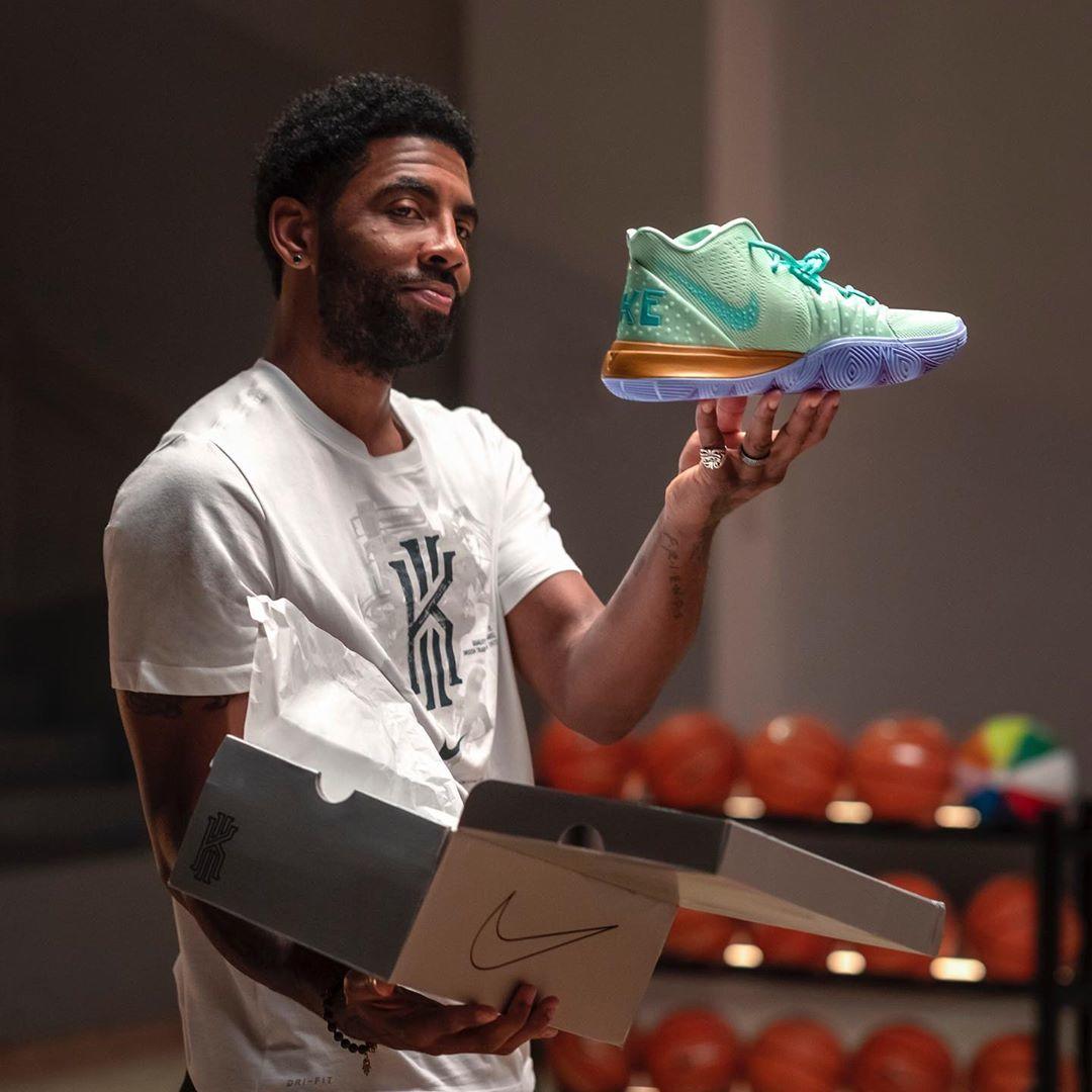 海绵宝宝,Nike,Kyrie 5,发售,明星,上脚  欧文上脚亲晒！海绵宝宝 x Nike Kyrie 鞋款完整曝光