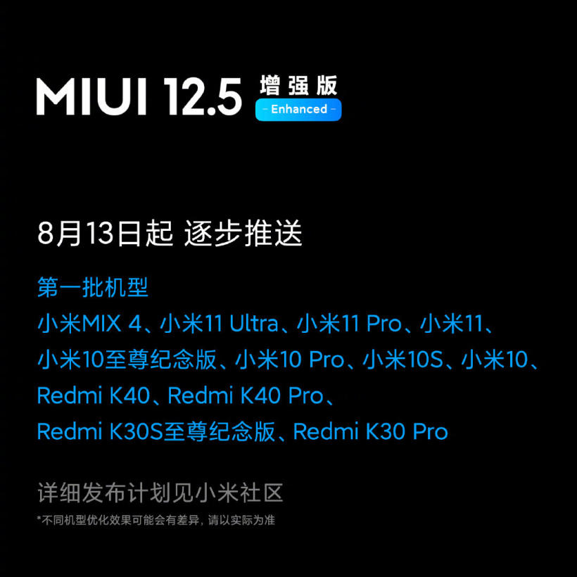 MIUI 12.5增强稳定版全量更新；MIX4防丢失模式无卡联网服务将取消