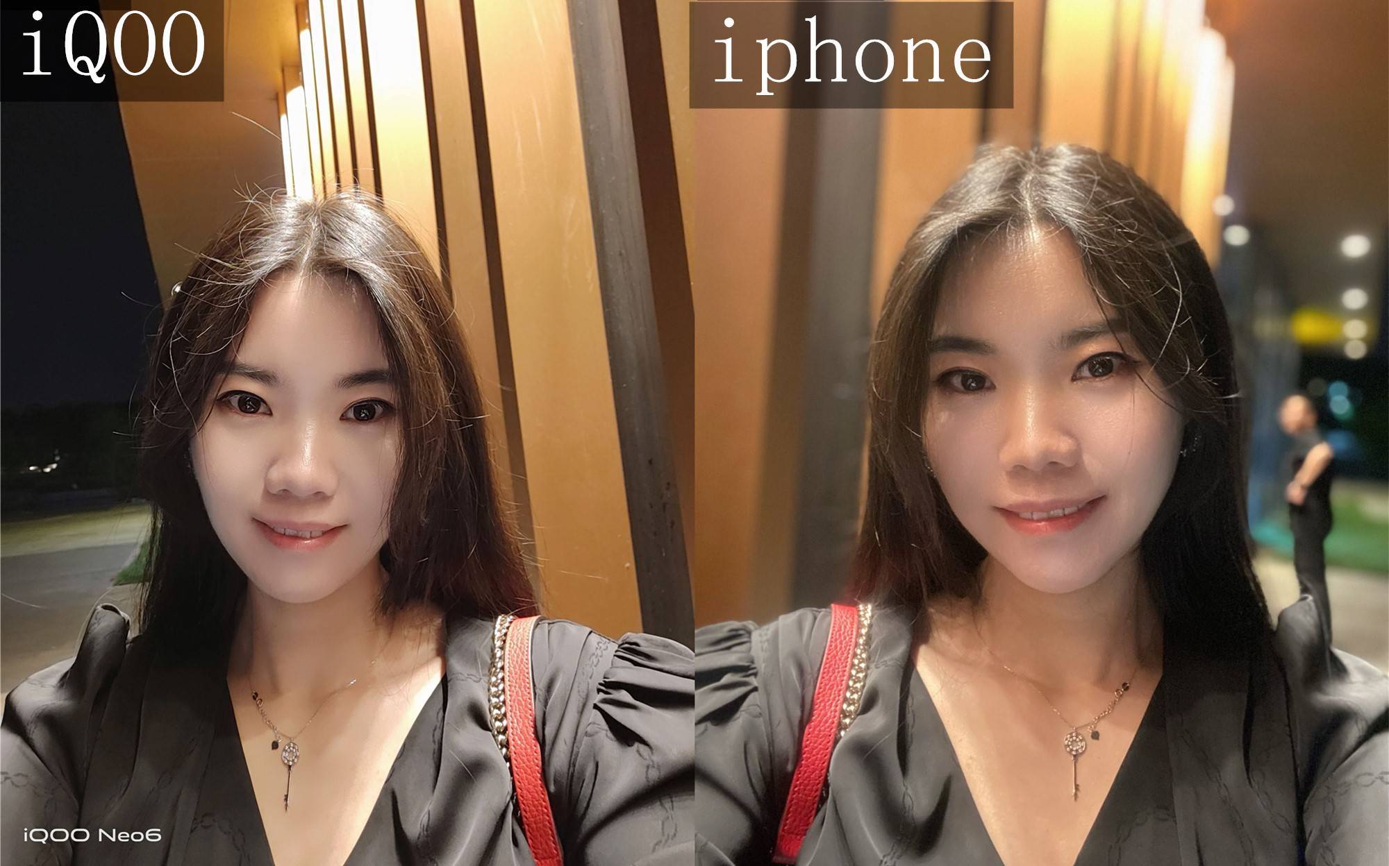 IQOO和iphone 手机夜间自拍的对比_副本