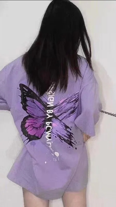 天呐！这件PCMY紫色蝴蝶短袖真的美到炸