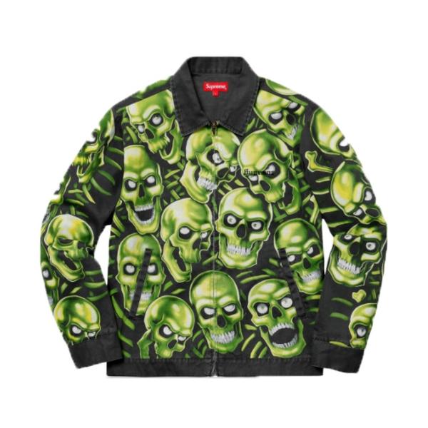 supreme skull pile work jacket ss18 夜光骷髅工装夹克