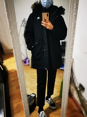 白鸭绒保暖连帽中长款羽绒服