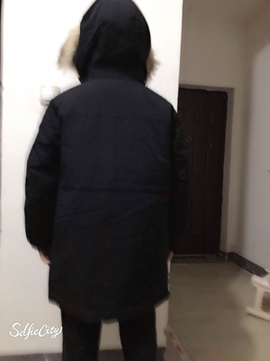 白鸭绒保暖连帽中长款羽绒服