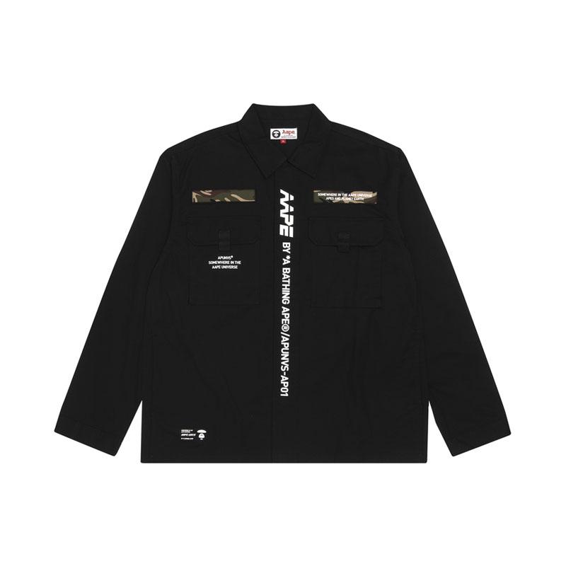 Aape 字母印花刺绣长袖衬衫 男女同款 8326