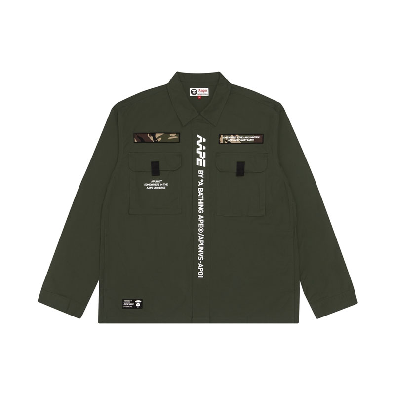 Aape 字母印花刺绣长袖衬衫 男女同款 8326