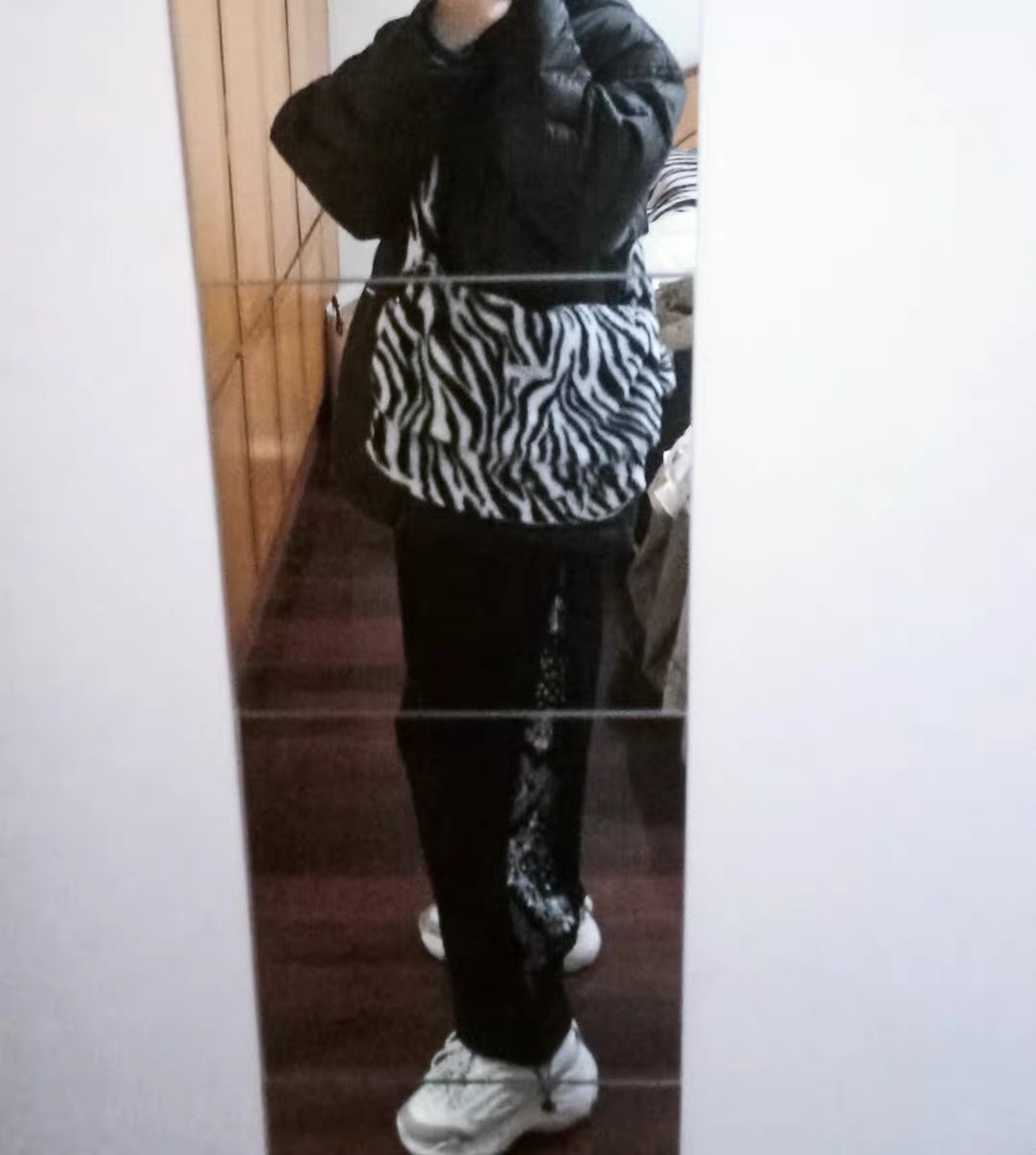 拼接腰果花拉链直筒复古束脚裤