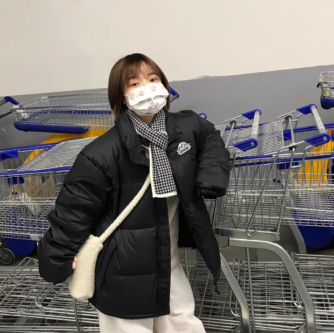 国潮户外拼色短款羽绒服 