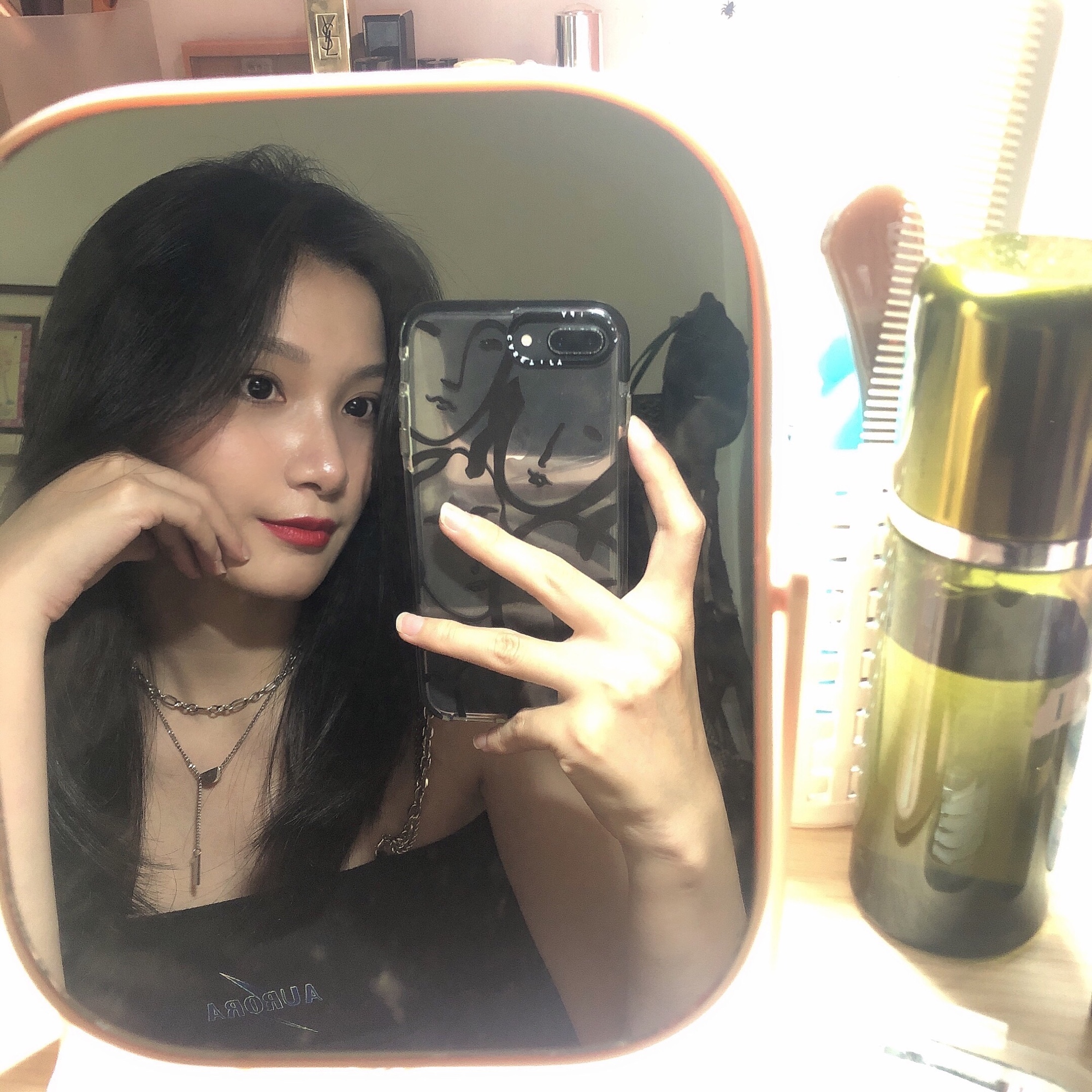UR链条肩带小妖精小黑裙宝藏连衣裙