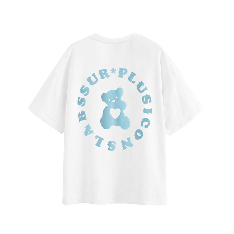【言承旭同款】SSUR PLUS X ICONSLAB 联名 爱心小熊字母圈字发泡印花情侣短袖T恤 男女同款