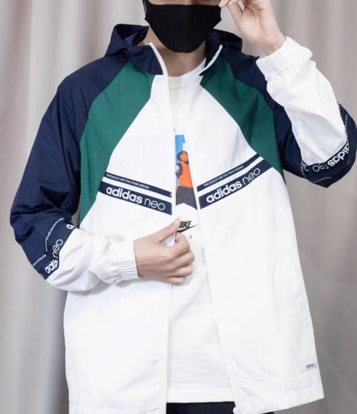 adidas 运动服拼接防夹克外套