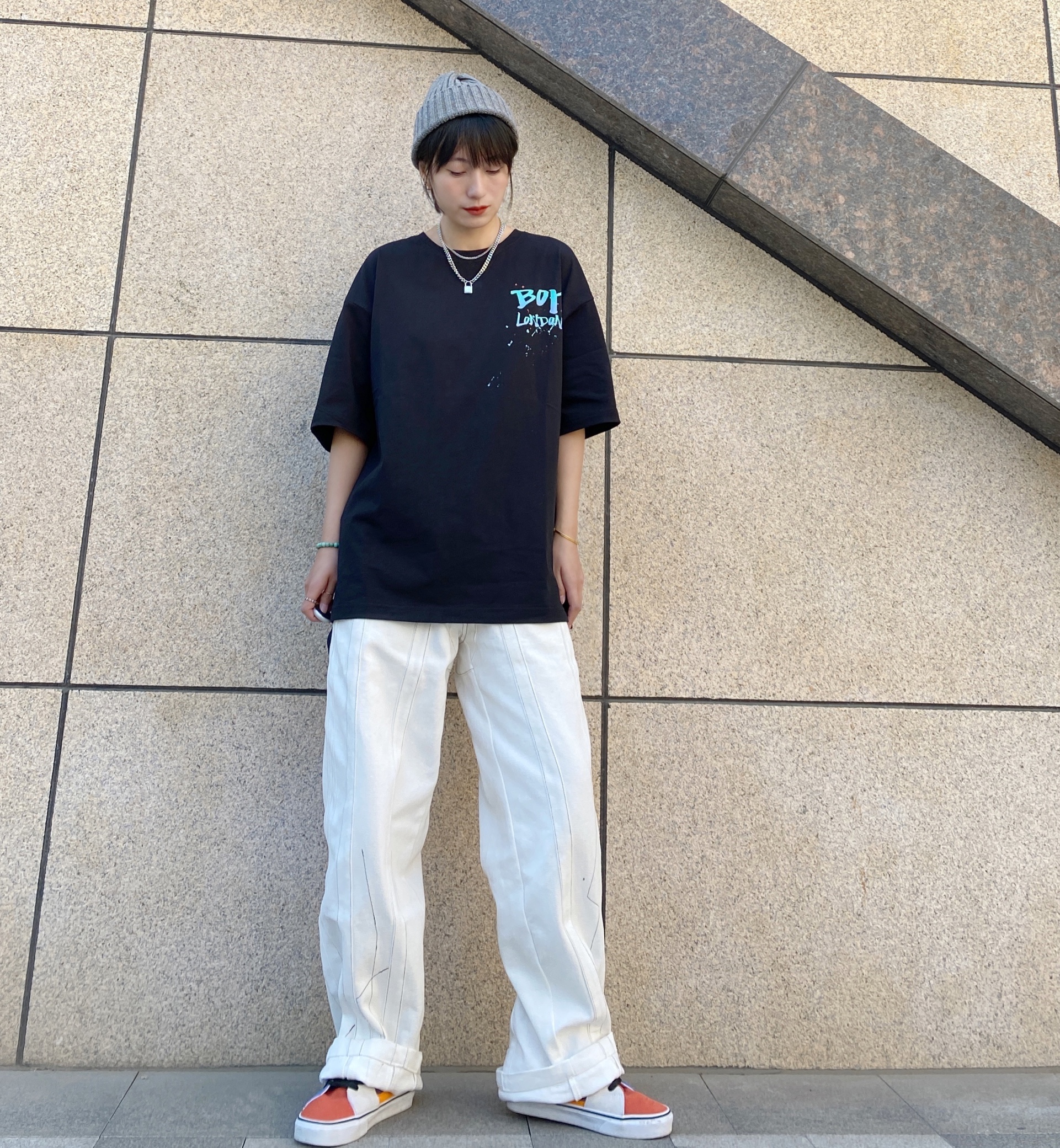 渐变涂鸦老鹰印花潮流T恤分享