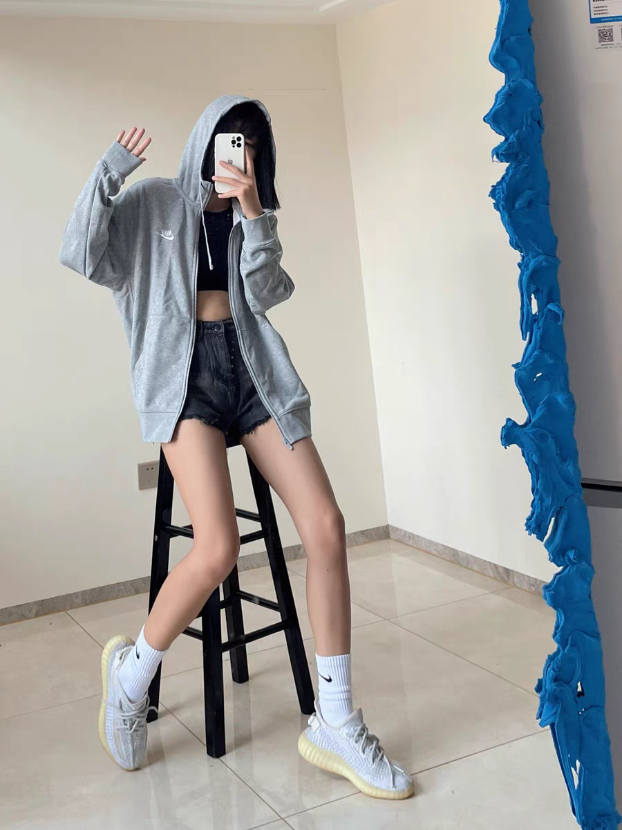 经典logo全长拉链开襟连帽衫