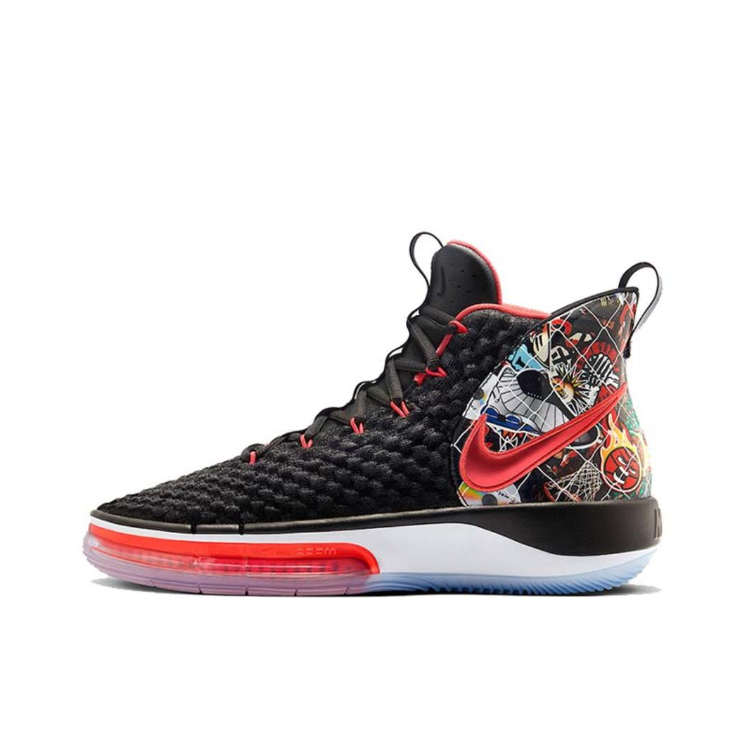 推荐商品：Nike AlphaDunk 缓震耐磨 实战 防滑包裹性 篮球鞋 Black/Red/Multi color 黑红涂鸦